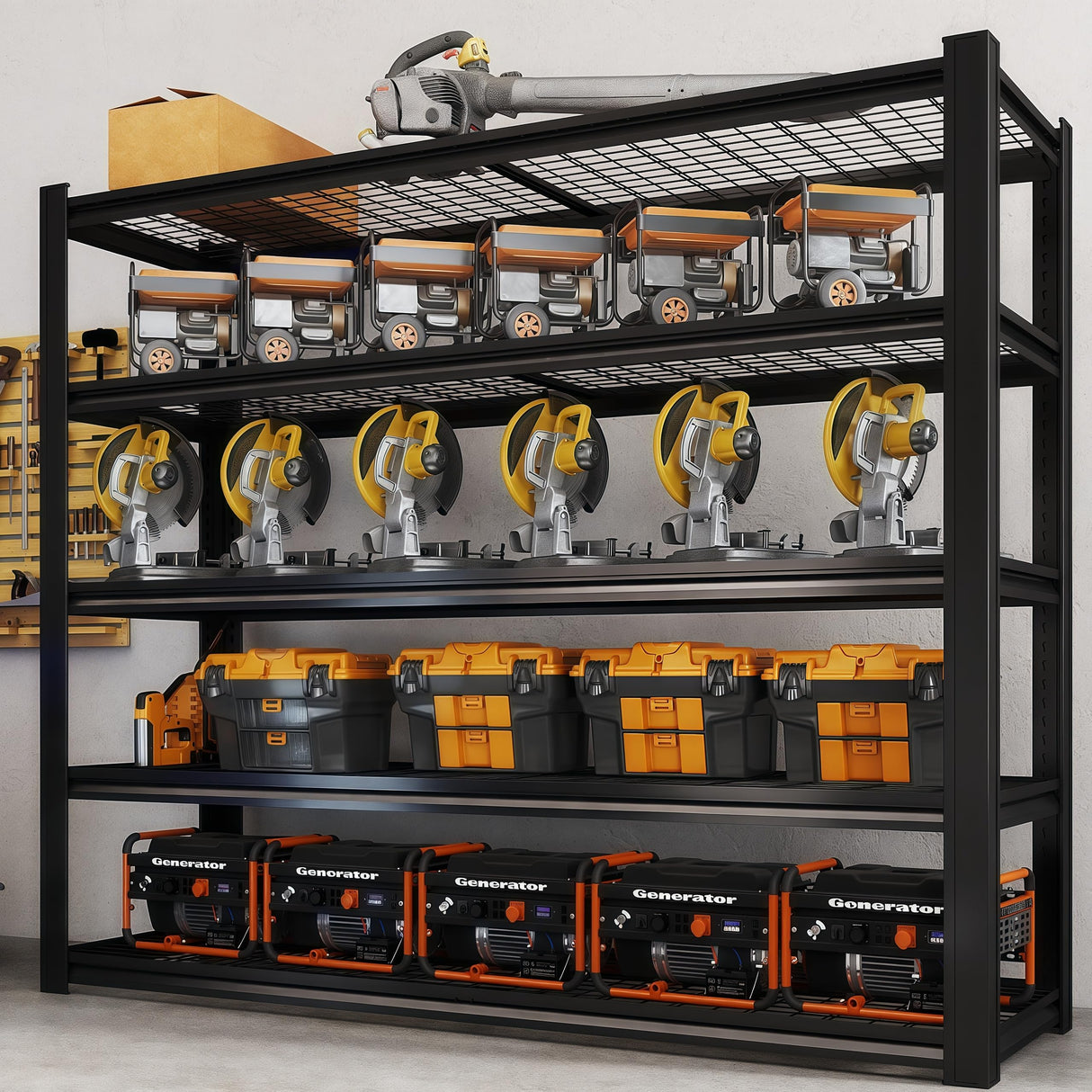 LI JIU HOME 62" W x 24" D x 72" H Garage Shelving Heavy Duty Metal Shelving 3500LBS Storage Shelves Adjustable Metal Shelves for Storage Industrial Garage Shelves for Warehouse Basement (5T 72*62*24) LI JIU HOME