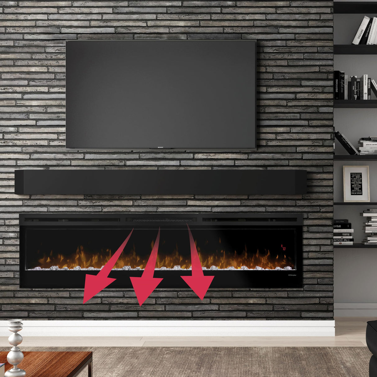 Dimplex Prism Wall Mounted Linear Electric Fireplace, 74" Inch, Black, 1400W - Premium Fireplace Heater with Acrylic Ember Bed, LED Display, Remote Control - Wall Fireplaces for Living Room, Bedroom DIMPLEX