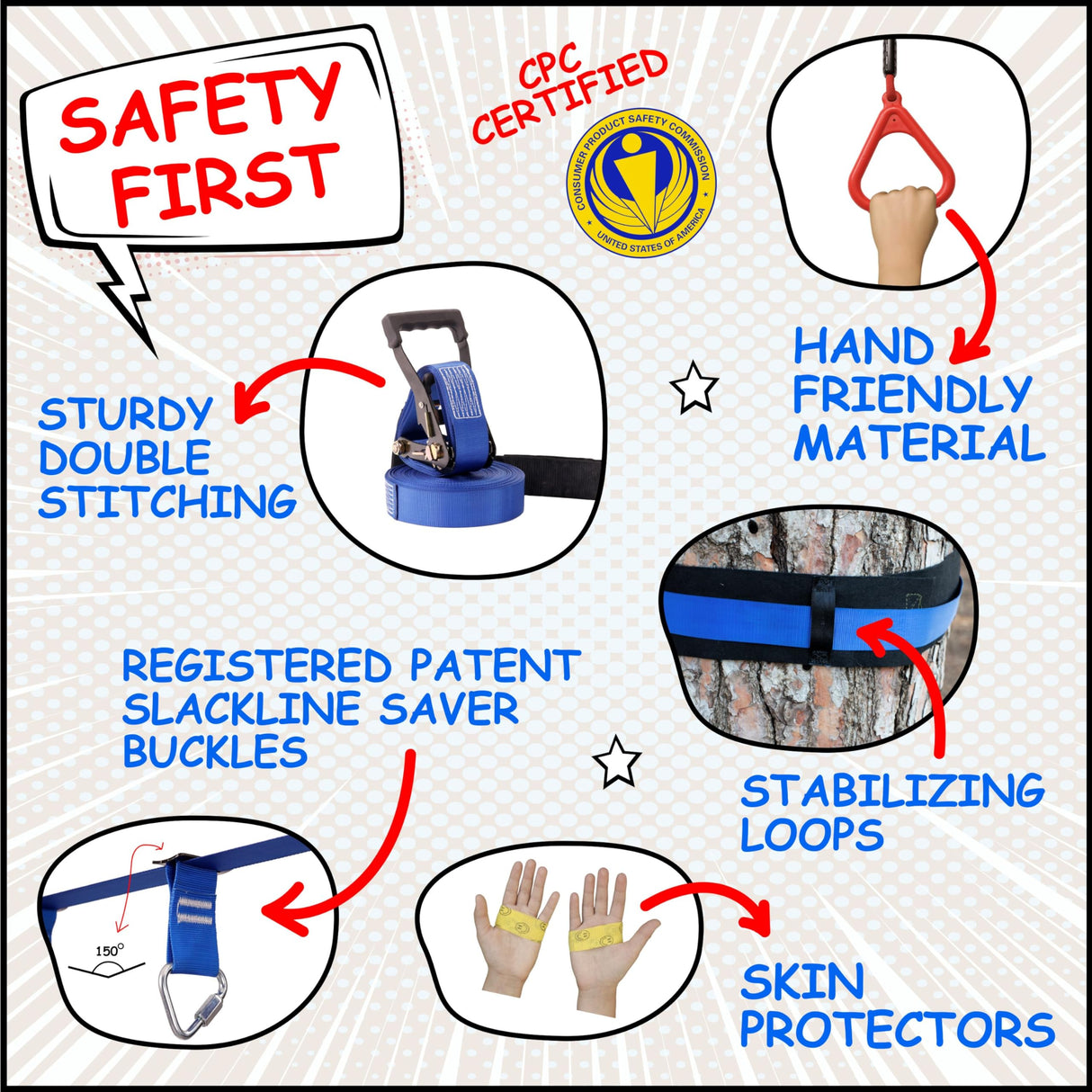 Heroz Obstacle Course for Kids - Ninja Warrior Obstacle Course for Kids Outdoor Play Equipment 65ft Double Slackline, Monkey Bars, Wheel, Climbing Rope - Jungle Gym Ninja Course for Kids Outside HEROZ