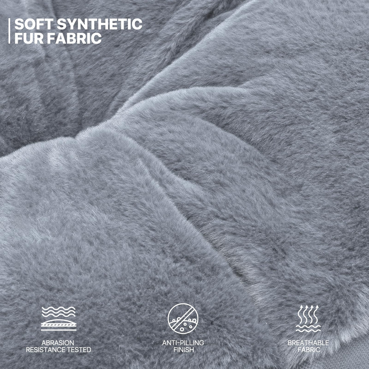 MoNiBloom Round Folding Faux Fur Saucer Chair for Bedroom Living Room Dorm Foldable Metal Frame Oversized Large Comfy Furry Padded Soft Cozy Moon Chair with Footrest Ottoman for Adults (Gray) MoNiBloom