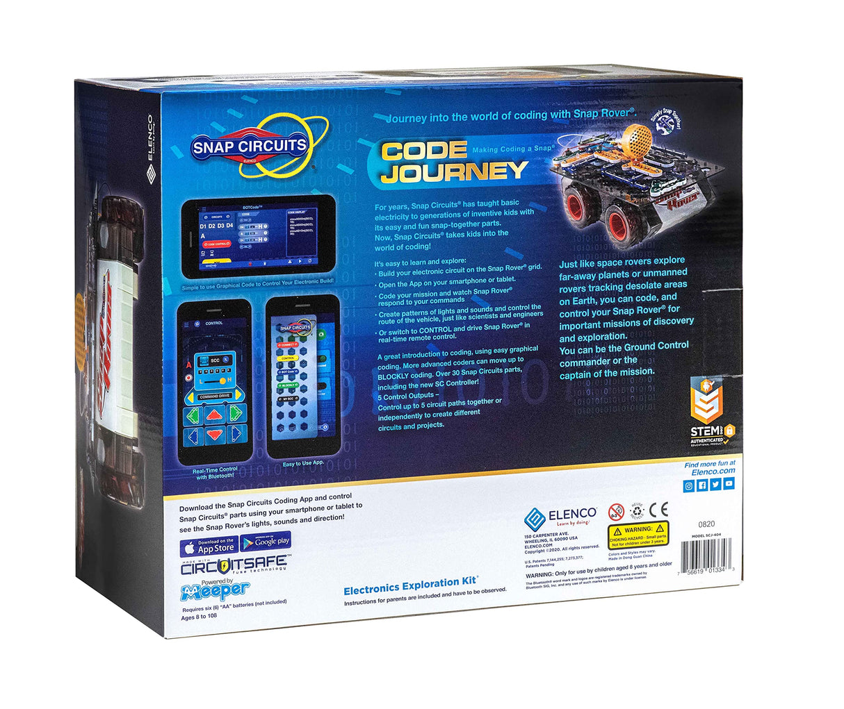 Snap Circuits Code Journey, Build Your Circuit, Code Your Commands, and Drive, Bluetooth Controlled, STEM Building Toy for Ages 8 to 108 Snap Circuits