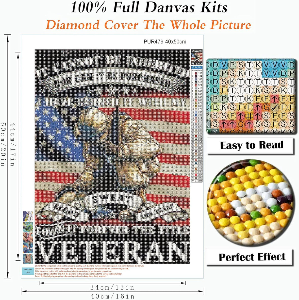 5D Diamond Art Painting by Number Kits 4th of July Full Drill Patriotic Military Army America 16x20 Inch Round Drill Diamond Art Adults Crafts Cross Stitch Wall Decor WoodArtSupply