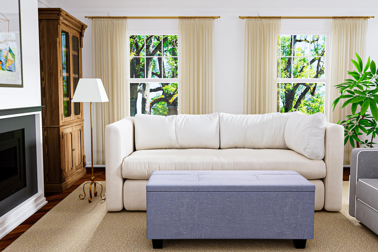 Tassullo Hinged Storage Ottoman Set of 3, 38'' Living Room Storage Bench with Thick Seating, 2pcs Small Square Dorm Stool Couch Side Foot Rest Tassullo