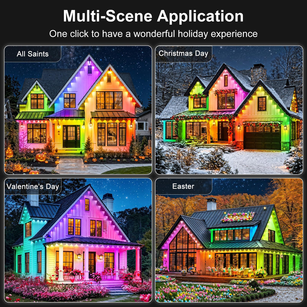RCUICA 500FT Permanent Outdoor Lights Waterproof with Smart App Control Remote,DIY Scene Modes,Music Sync hronization,Eaves Lights for Garden Decor,Deck,Christmas RCUICA