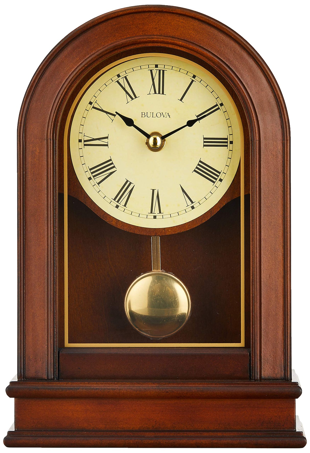Bulova B7467 Hardwick Clock, Table top, Walnut Brown Bulova