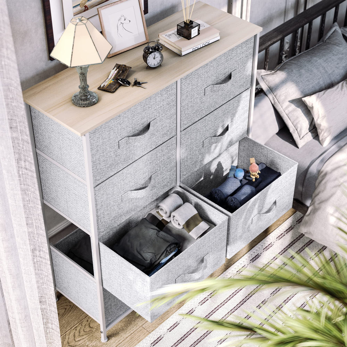 YITAHOME 8 Drawers Dresser - Fabric Storage Tower, Organizer Unit for Room, Living Room & Closets - Sturdy Steel Frame, Easy Pull Fabric Bins & YITAHOME