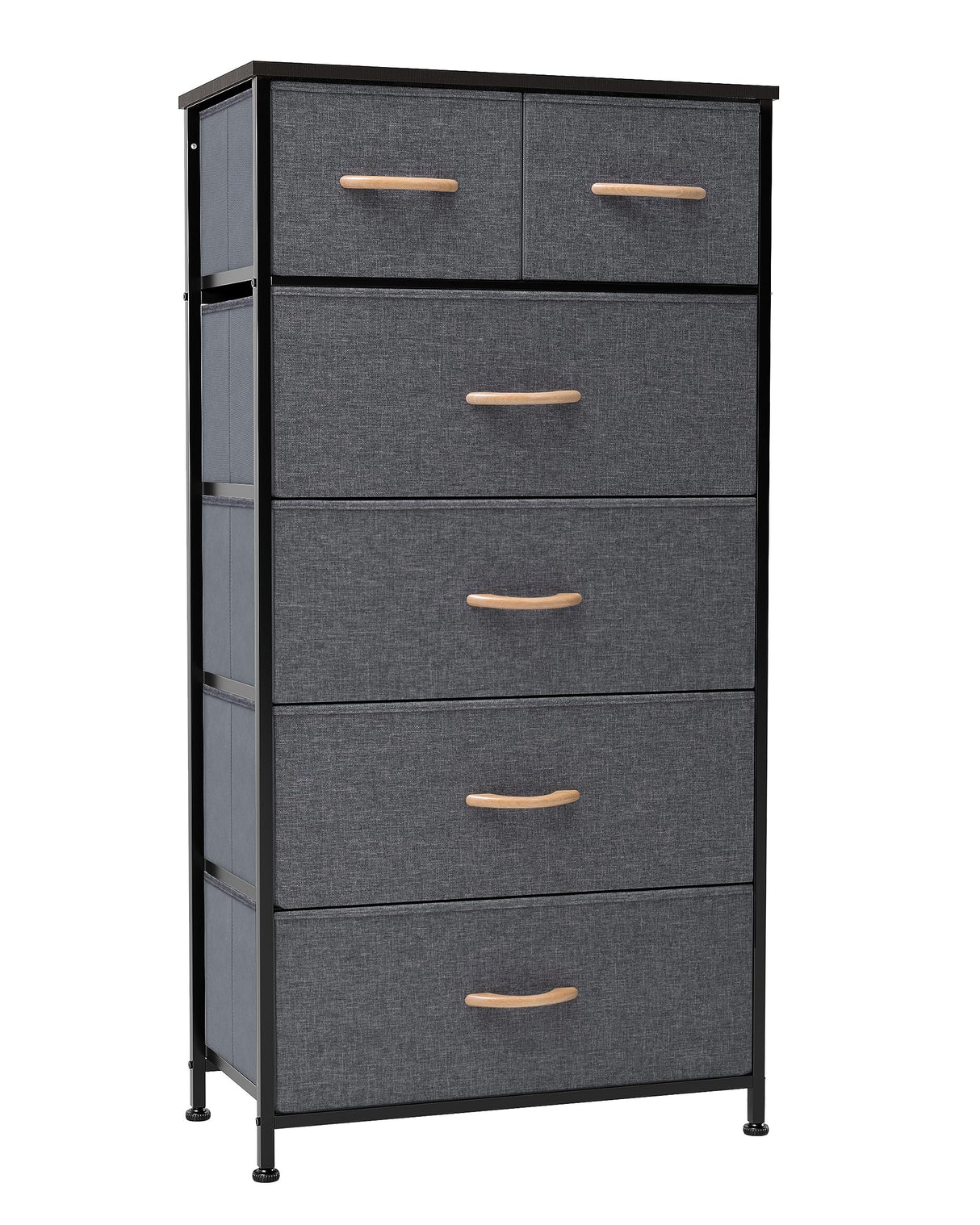 Crestlive Products Vertical Dresser Storage Tower - Sturdy Steel Frame, Wood Top, Easy Pull Fabric Bins, Wood Handles - Organizer Unit for Bedroom, Hallway, Entryway, Closets - 6 Drawers (Gray) Crestlive Products