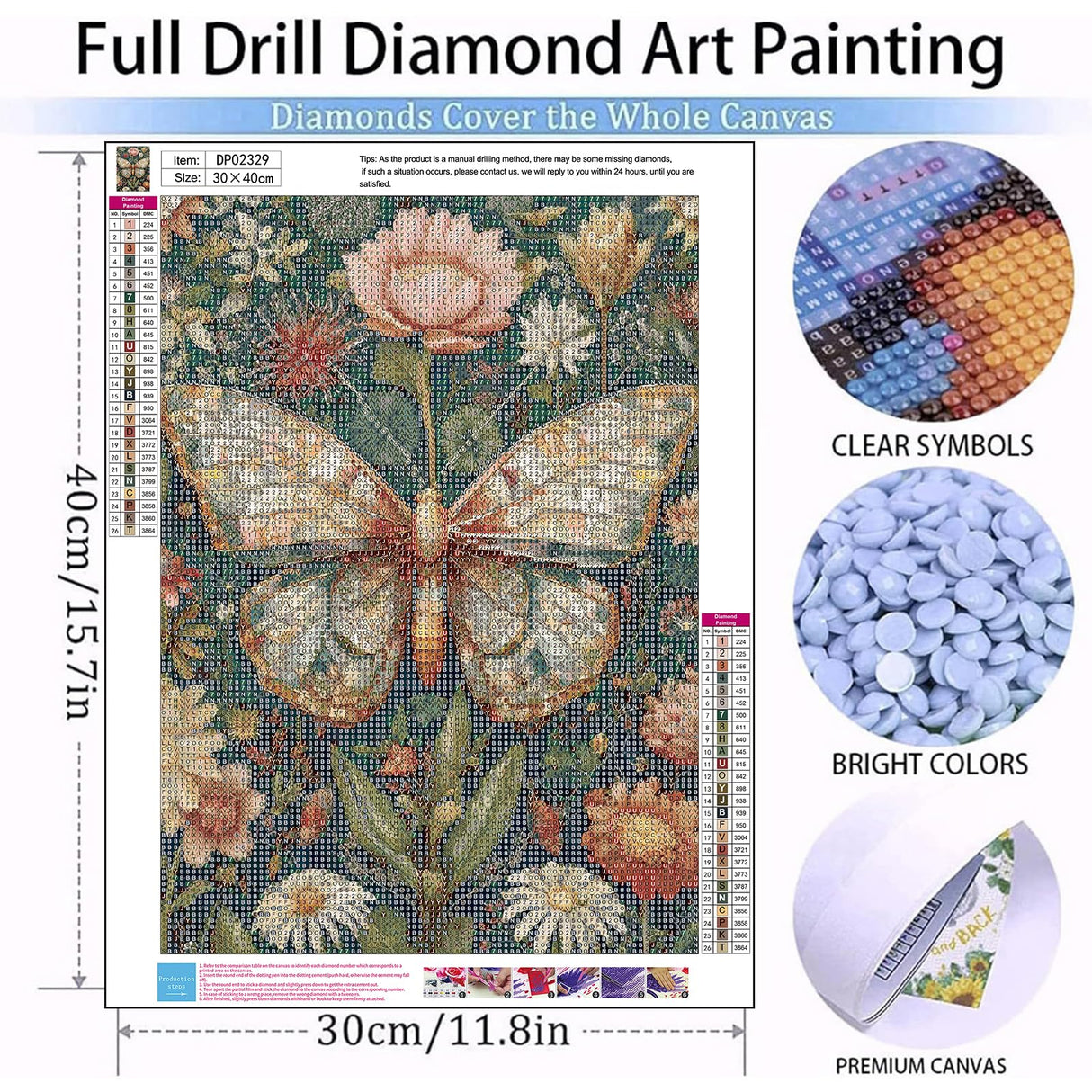 Fairyland JinWenn Diamond Art Kits for Adults Beginner, Butterfly Diamond Painting Kits 5D Diamond Dots Gem Art Crafts with Tools,Round Full Drill Funny Crafts for Home Wall Decor&Gift-12x16 inch Fairyland JinWenn