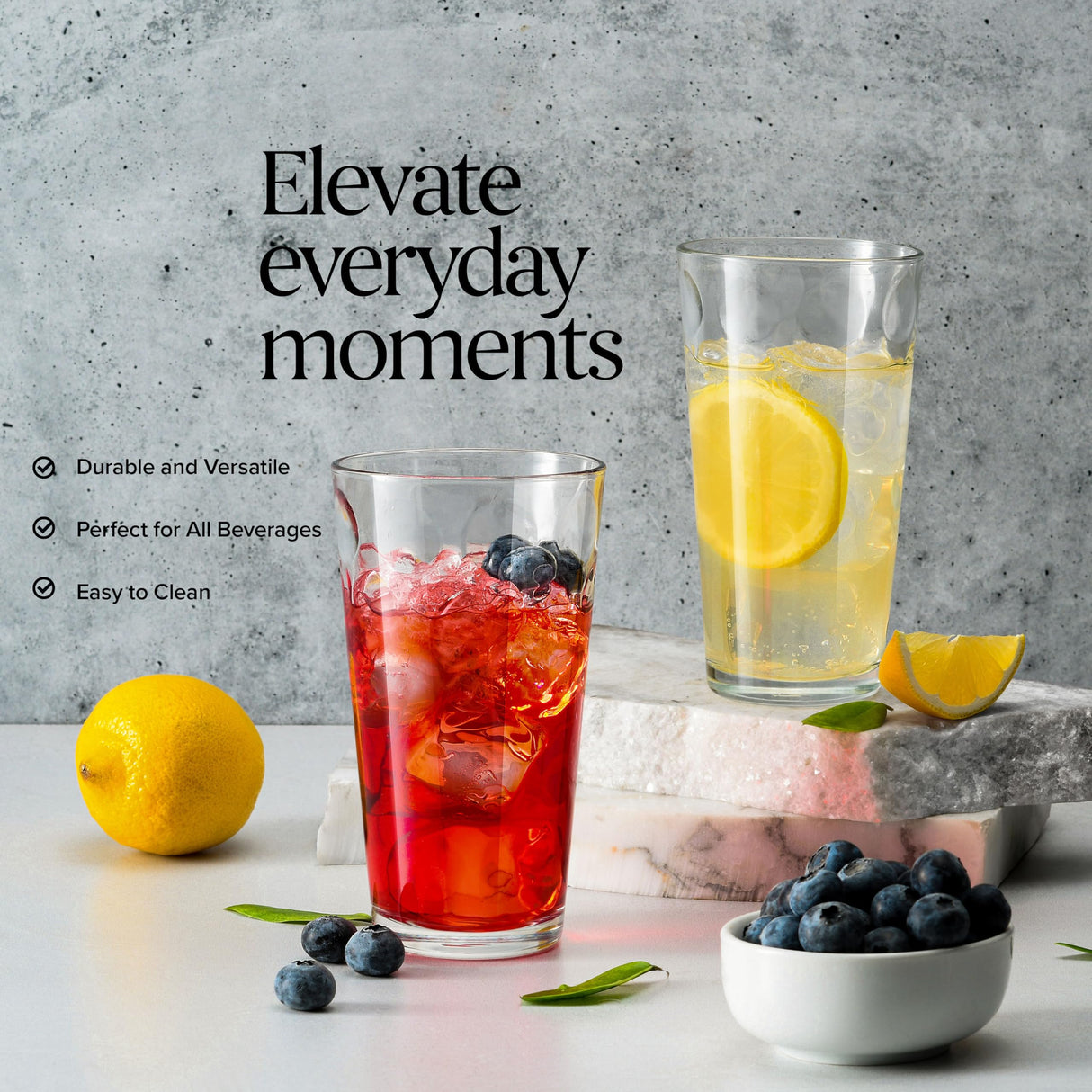 Highball Drinking Glasses Set of 10 Glass Cups by Home Essentials, 17 Oz. Glassware, for Water, Juice, Cocktails, Iced Tea Home Essentials & Beyond