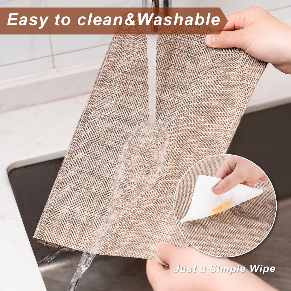 CADONO Placemats Set of 4 Washable Indoor/Outdoor Vinyl Place Mats for Dining Table Durable Non-Slip Heat Resistant PVC Weave Table Mats(Beige) CADONO