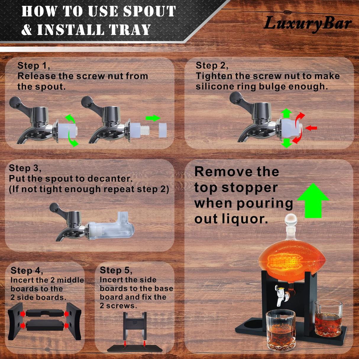 Football Whiskey Decanter Set with Glasses Spout Football Chiller,47oz Whiskey Decanter Sets for Men,Tequila Liquor Decanter Whiskey Set Bourbon Gifts for Men Gifts for Dad Boyfriend Him Husband LuxuryBar