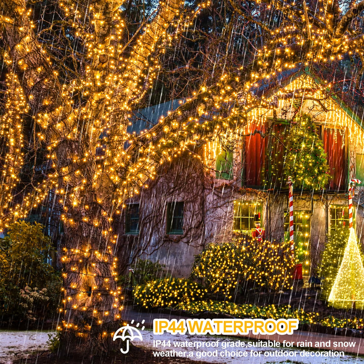 394FT 1000 LED Christmas Lights Outdoor String Lights 8 Modes & Timer Fairy Lights Plug in Waterproof LED String Lights for Xmas Yard Tree Patio Wedding Holiday Party Decorations (Warm White) ROADAYLY