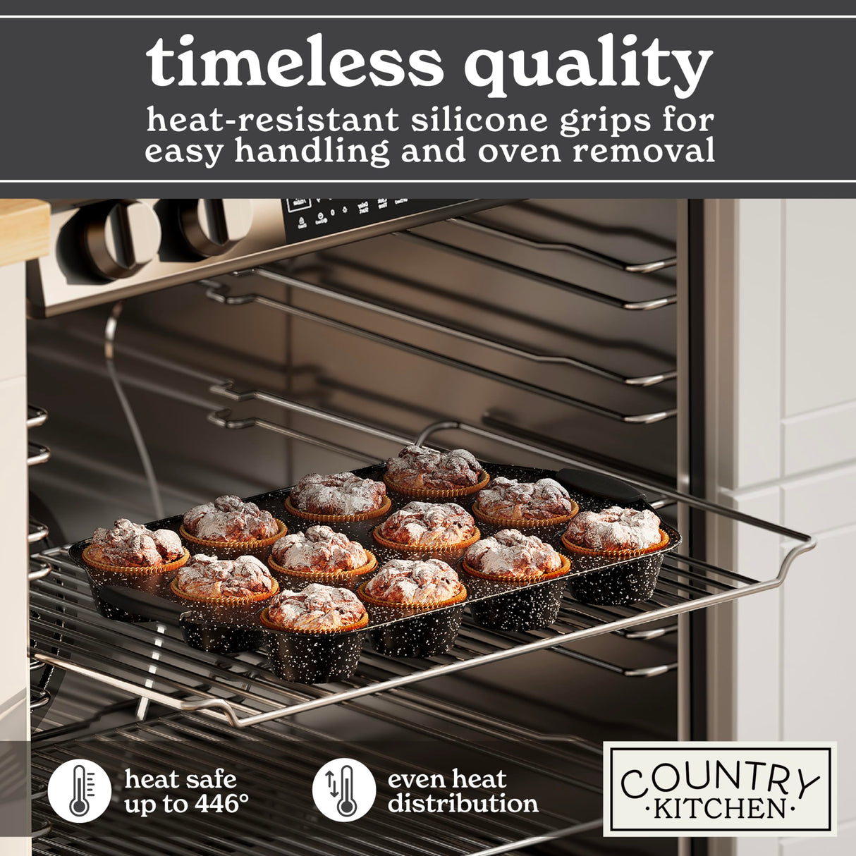 Country Kitchen Nonstick Stackable Bakeware Set - Durable, Easy Release Baking Set, Black, 10 Pcs Country Kitchen