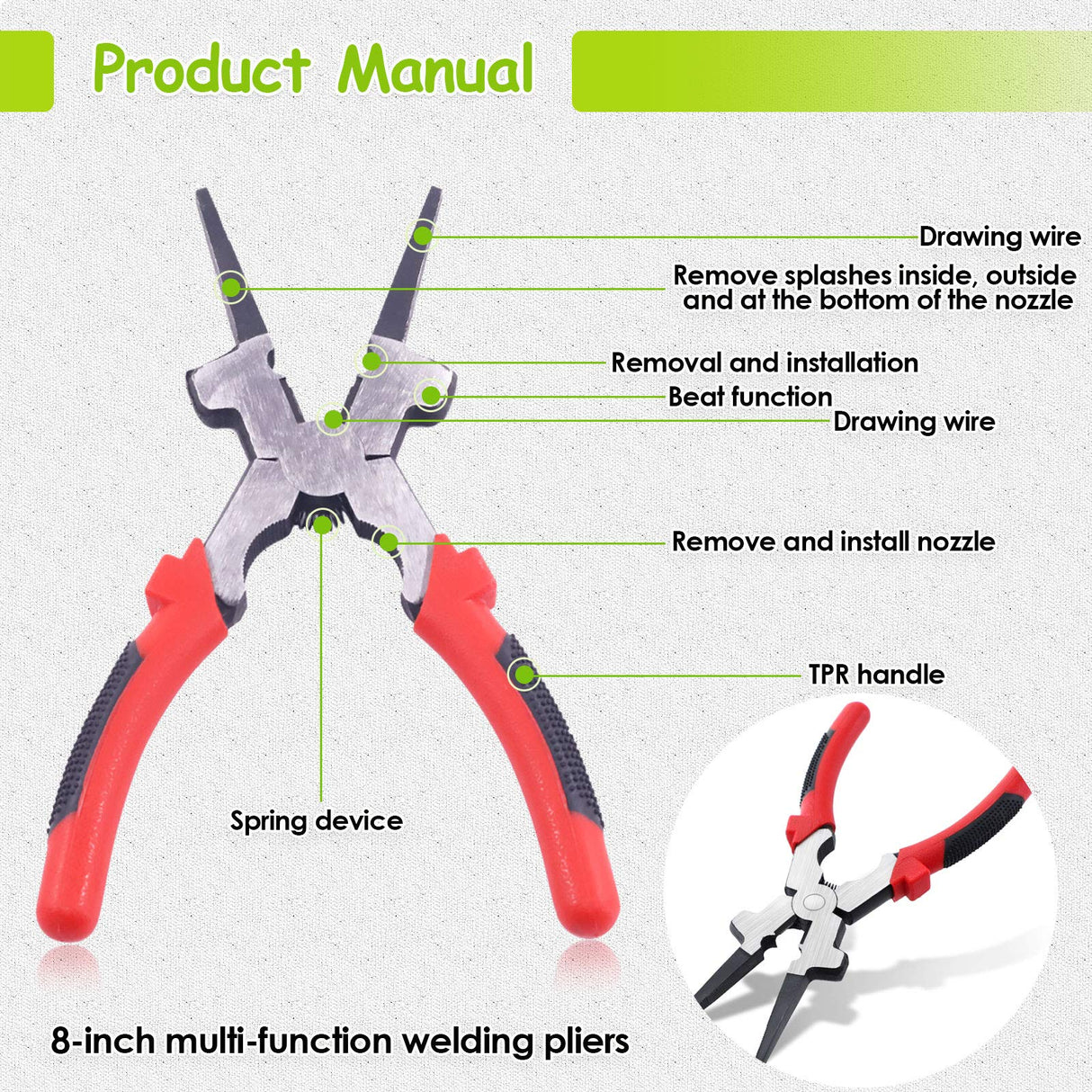 Keadic 6 pcs Welding Slag Removal Tool Include Multi-Functional Welding Pliers, 10'' Welding Chipping Hammer, Welding Gloves, Wire Brush and 2 Pcs Metal Welding Gage Keadic