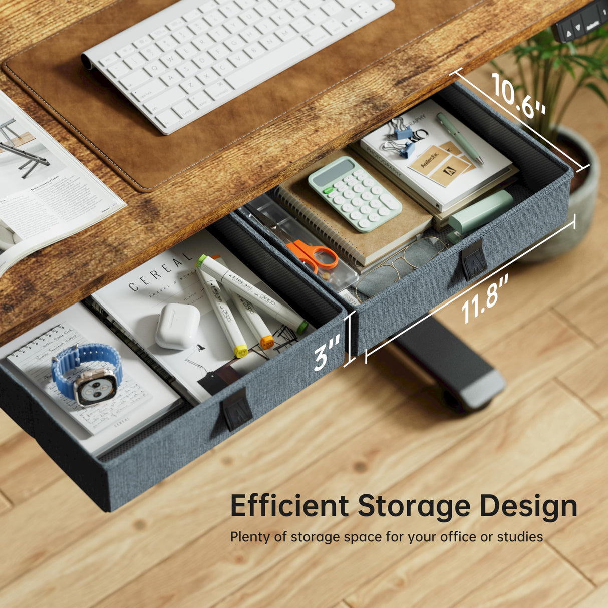 Agilestic Standing Desk with 2 Drawers, Adjustable Height Electric Desk with Storage, 48 x 24 Inches Sit Stand Up Computer Table for Work Office Home, Rustic Brown Agilestic