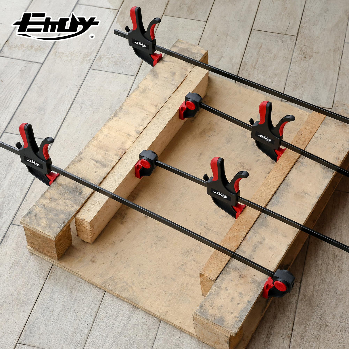 EHDY 24" Bar Clamps for Woodworking, 4-Piece One-Handed Clamp/Spreader, Light-Duty Quick-Change F Clamp with 170 lbs Load Limit EHDY