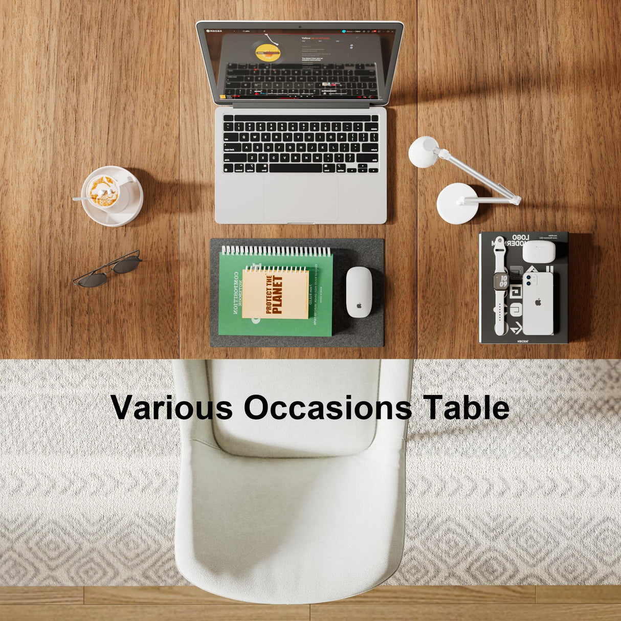 Feonase 63" Extendable Dining Table, Modern Farmhouse Dining Room Table for 4-8, Wooden Kitchen Table for Small Space, Dining Room, Home Office, Living Room Furniture, Walnut Feonase