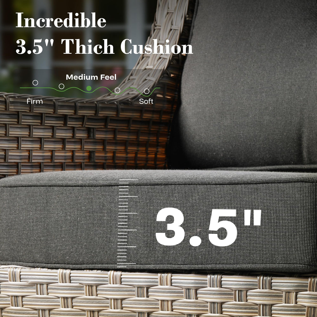 ovios Outdoor 7 Piece Patio Furniture with Fire Pit Table,Wicker Coversation Set with Swivel Rocking Chair,Comfy Sectional Deep Sofa with Ottoman for Outside Porch Balcony Backyard Pool,Black ovios