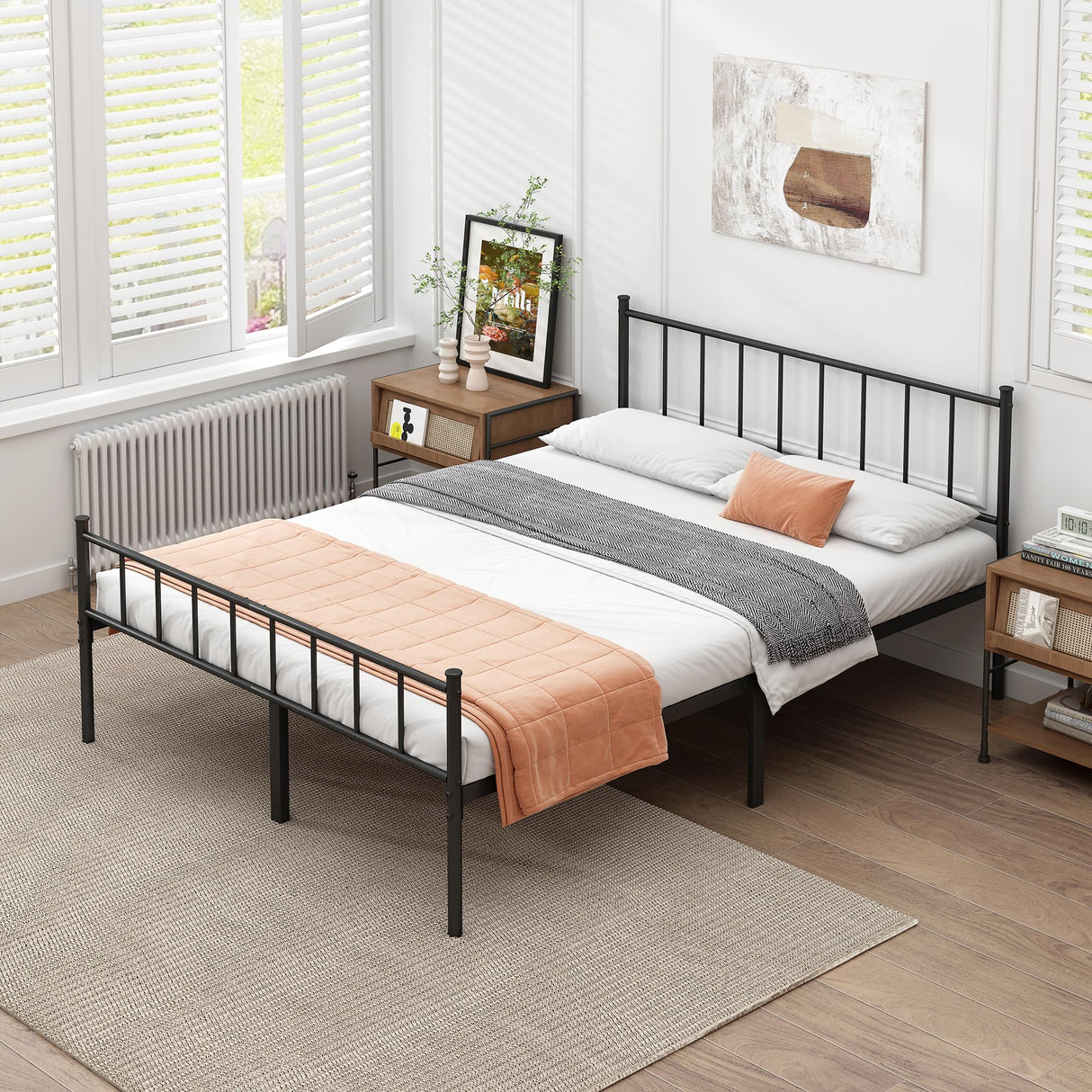 DIIYIV King Bed Frame-Classic Metal Platform Bed Frame,Mattress Foundation with Steel Slat Support,Under Foundation Storage,No Box Spring Needed, Easy Assembly, King Size DIIYIV