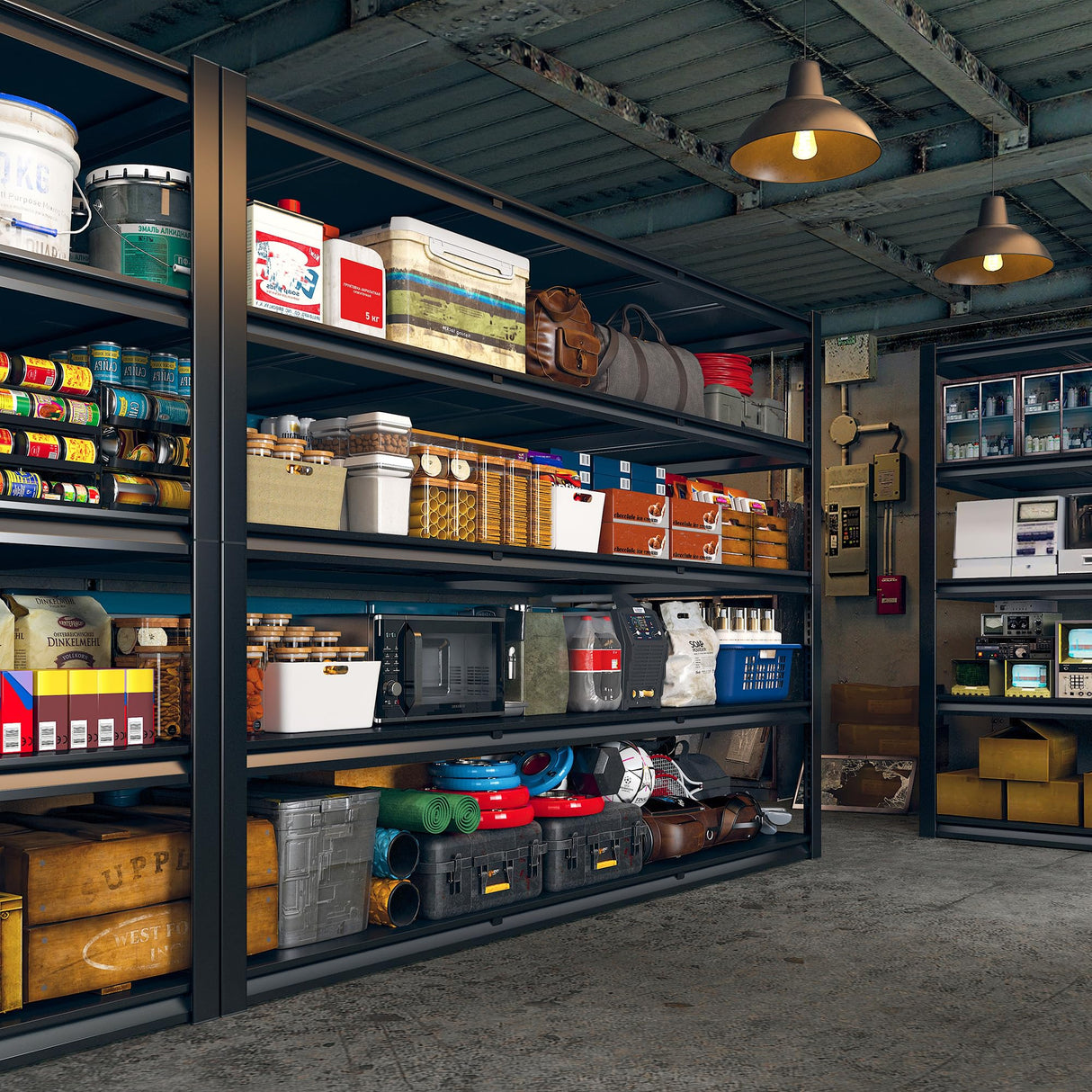 REIBII 60" W Garage Shelving 3000LBS Heavy Duty Storage Shelves, Adjustable 5 Tier Metal Shelves for Storage Rack Industrial Shelf, Garage Storage Shelving Unit, 60" W x 24" D x 72" H REIBII