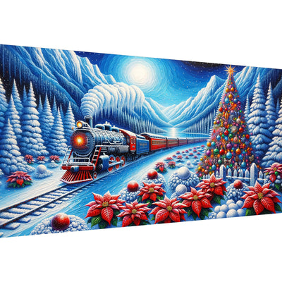 Ekuxom Large Diamond Art Kits for Adults-Christmas Diamond Painting Kits for Adults-Snow Train Round Full Drill Diamonds Art Painting Kit for Gifts Home Wall Decor 27.5 X 15.7 inch