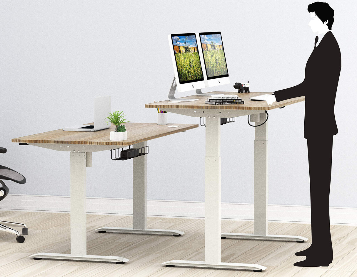 SHW Memory Preset Electric Height Adjustable Standing Desk, 48 x 24 Inches, Maple SHW