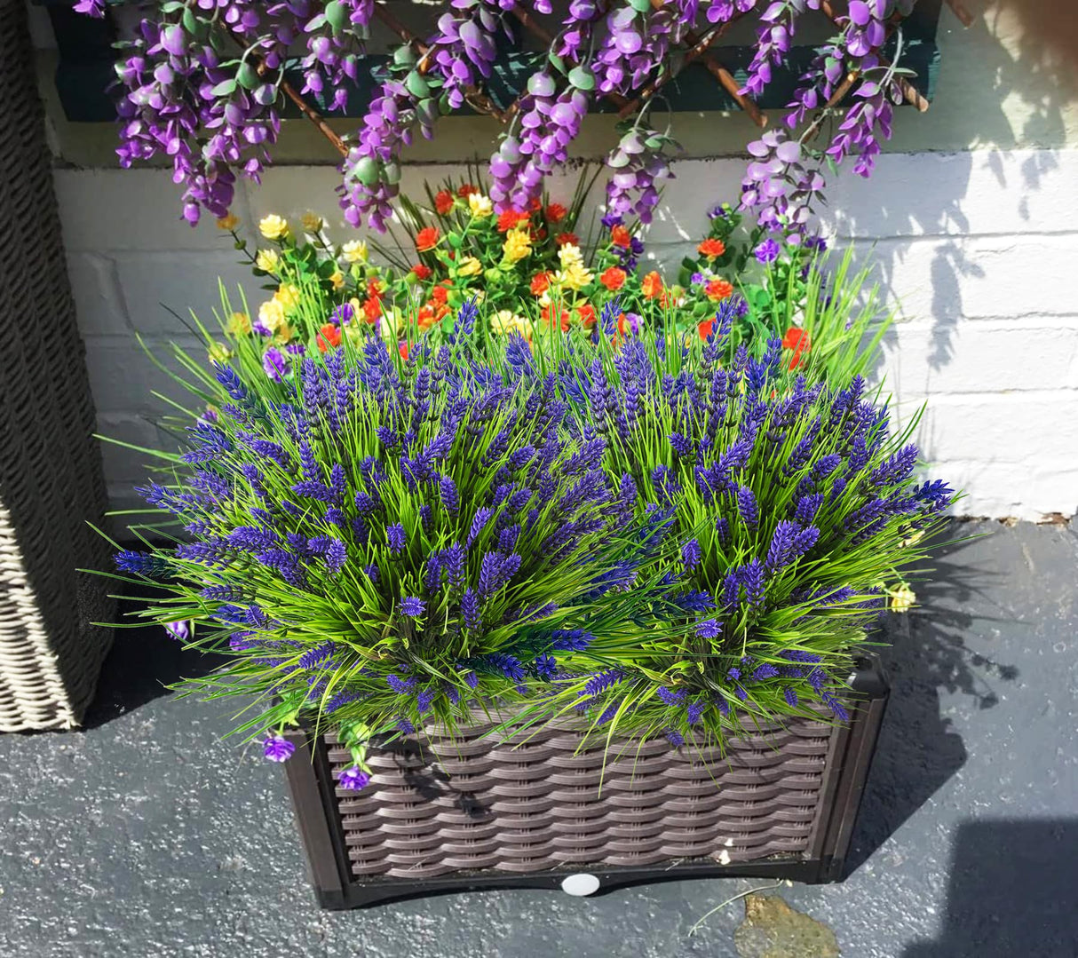 TSTWETO Artificial Plants Outdoor, 22 Pcs Fake Flowers UV Resistant Outdoor Fake Plants, Lavender Artificial Flowers Plastic Fake Faux Flowers Shrubs for Home Porch Garden Yard Window Box TSTWETO