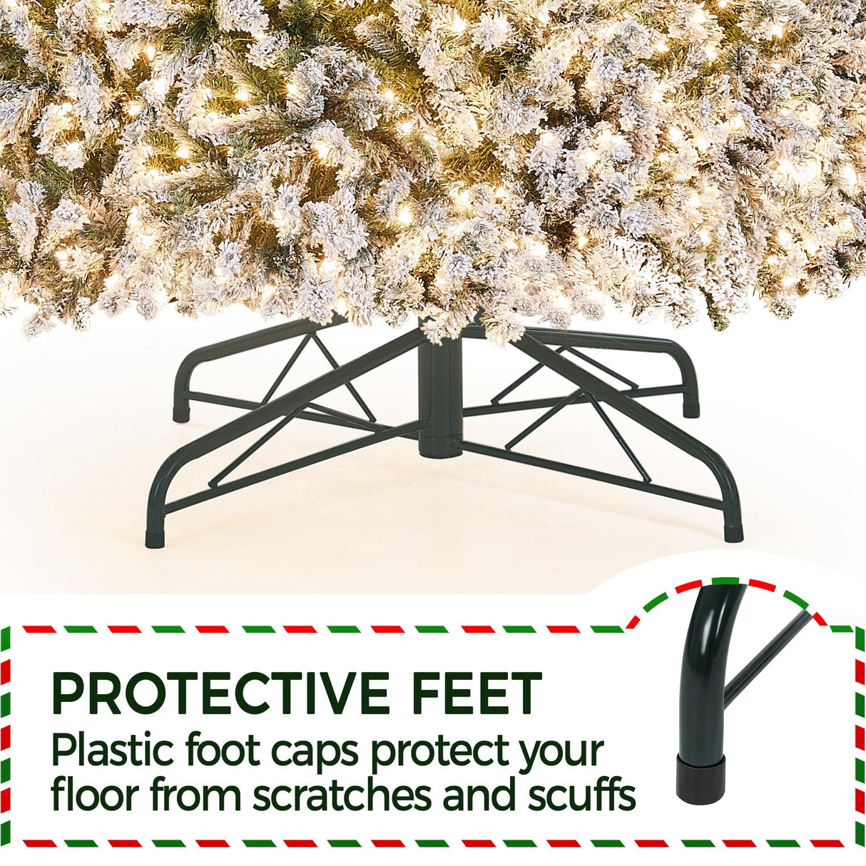 Yaheetech 12ft Pre-lit Artificial Christmas Tree W/Incandescent Warm White Lights, Snow Flocked Full Prelighted Xmas Tree W/4266 Branch Tips, 1750 Incandescent Lights & Foldable Stand, Green & White Yaheetech