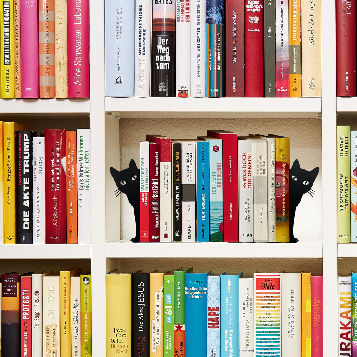 Peeping Cat Metal Bookends Cute Cat Book Ends for Shelves Bookshelf Decorative Objects Home Office Desk Bookshelf Decor Cat Lover Gifts for Women (Black) Ecqizer