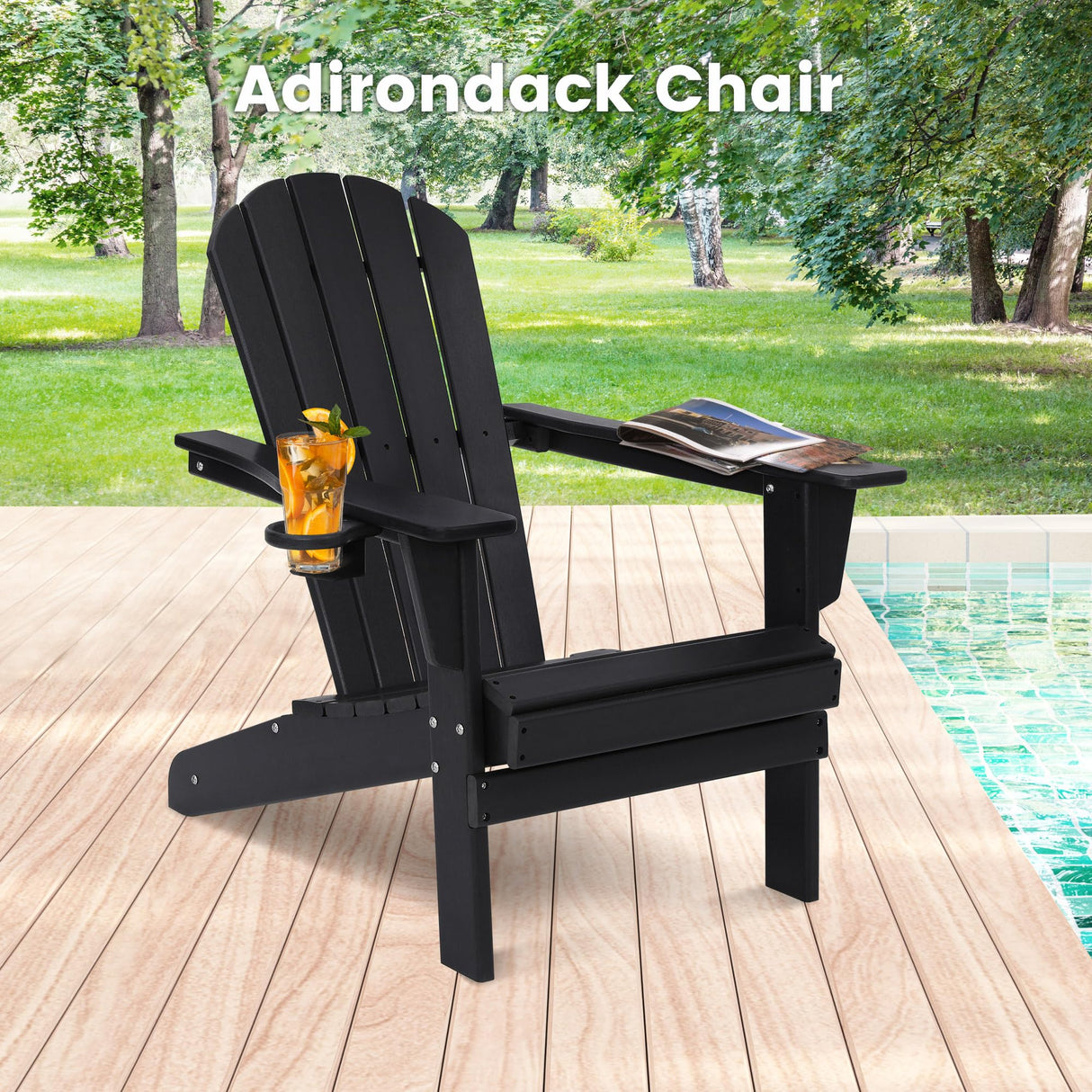 wildformers Adirondack Chair, Set of 2, Weatherproof Outdoor Fire Pit Chair, Perfect for Patio, Porch, Deck, and Garden, Black wildformers