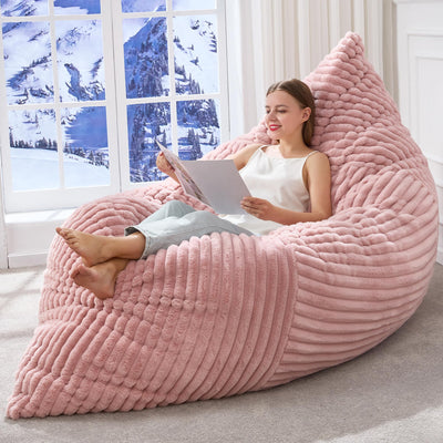 Hobestluk 3 in 1 Bean Bag Chair Giant Bean Bag Chairs Convertible Bean Bag Cushion with Machine Washable Cover, Large Beanbag Chairs for Adult (Pink)