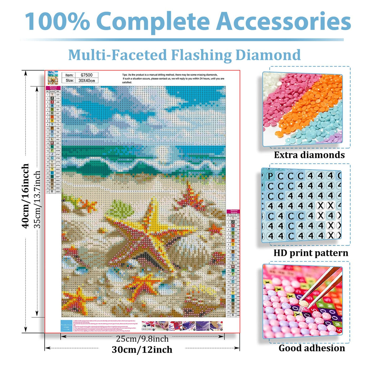 Beach Diamond Art Kits for Adults, Beach Diamond Painting Kits for Adults Beginners, 5D Round Full Drill Gem Art Kits DIY Crafts for Home Decor Gift 12x16 Inch hkejoi