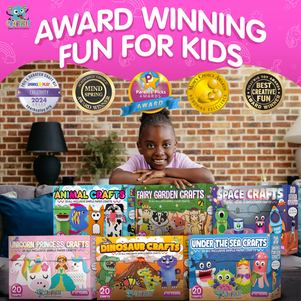 Craftikit® 20 Award-Winning Princess & Unicorn Crafts for Kids Ages 3-10 Years, All-Inclusive Toddler Arts and Craft Kits for Kids, Fun Toddler Craft Box for Girls in Preschool Craftikit