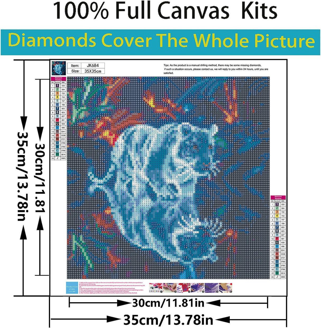 5D Diamond Painting Kits for Adults Beginners,Tiger Lake Diamond Art Kit,DIY Full Round Drill Diamond Dot Gem Art Kits for Adults,Home Wall Decor 13.78x13.78 Inch Acelii