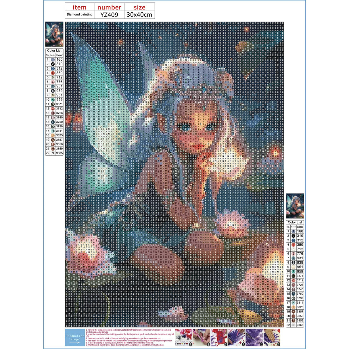 DPHERO DIY Fairy Diamond Painting Kits for Adults,5D Cartoon Diamond Art Kits for Beginners,Round Full Drill Flowers Diamond Painting Art,DIY Painting by Numbers Diamond Art Painting 12x16 inch DPHERO
