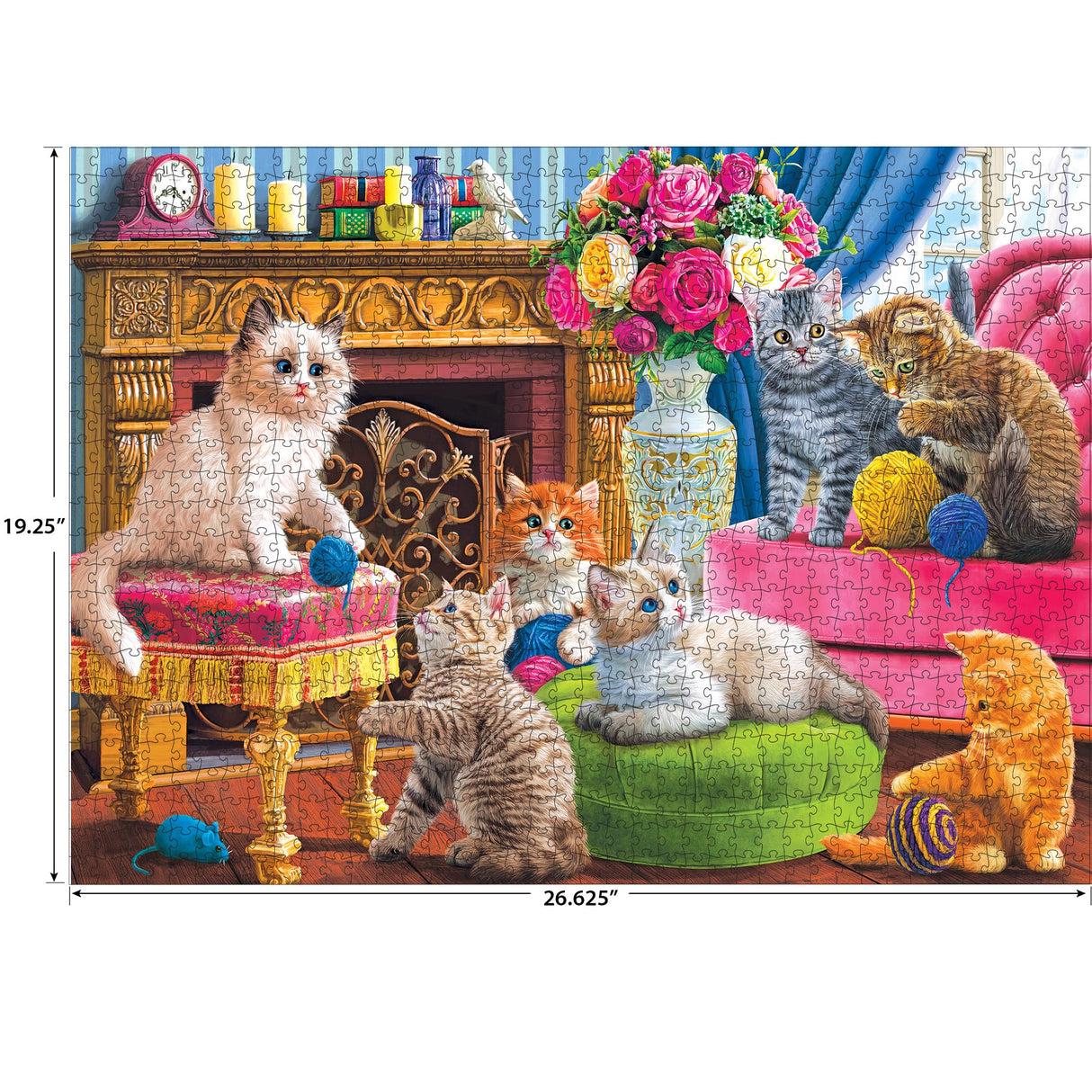 RoseArt - Kodak Cork - Kittens by The Fireplace - 1000 Piece Jigsaw Puzzle for Adults RoseArt