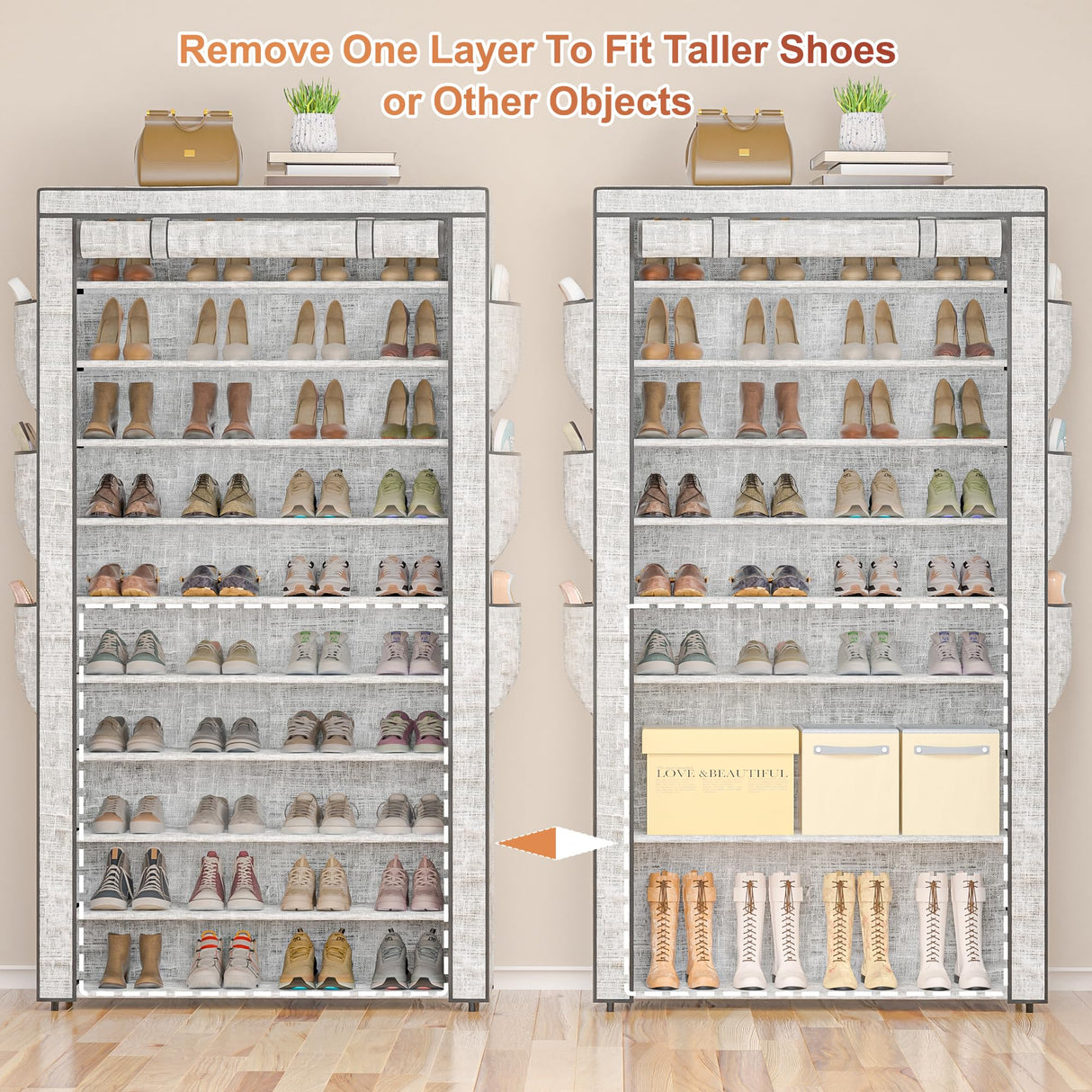 OYREL Shoe Rack 10Tier Large Capacity 50-56Pairs Beautiful Tall Shoe Shelf Free Standing Storage Cabinet Entryway Closet OYREL
