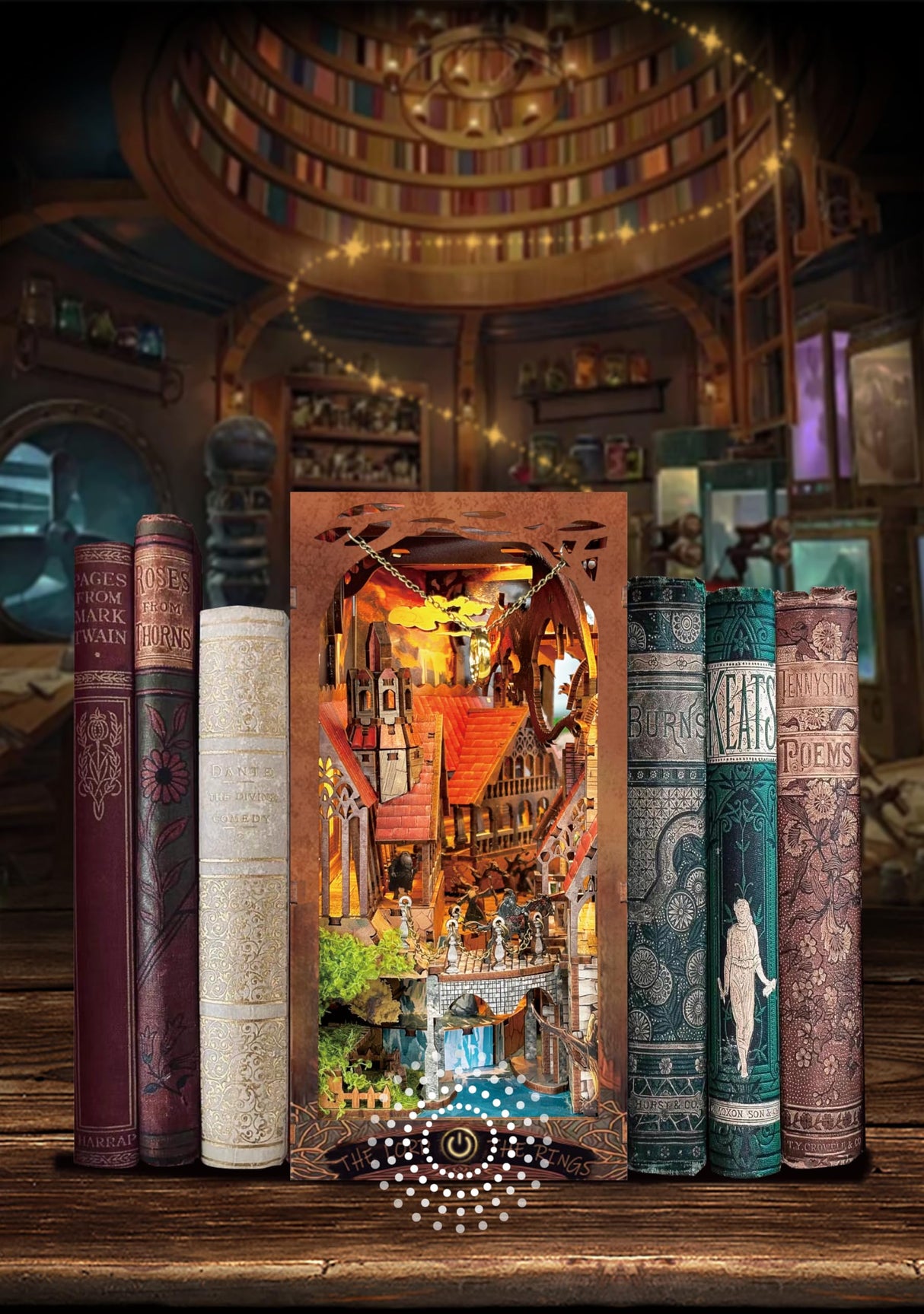 IBOHEYE Book Nook with LED Light - 3D Puzzles for Adults, DIY Miniature House Kit,3D Creative Decorative Bookend, Magic Book Nook, Perfect, Dollhouse Book Nooks - The Lord The Ring IBOHEYE