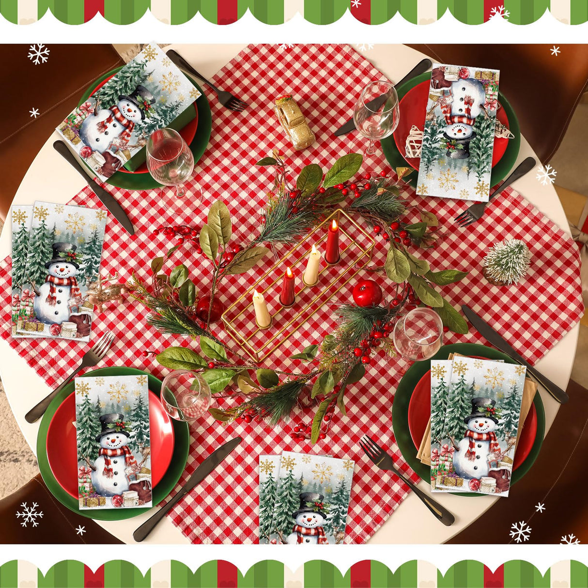 100 Pcs Christmas Guest Napkins 2 Ply Snowman Disposable Paper Napkins for Decoupage Snowflake Elk Xmas Tree Decorative Winter Christmas Cocktail Guest Hand Towel for Party Table Dinner Bathroom Janlaugh