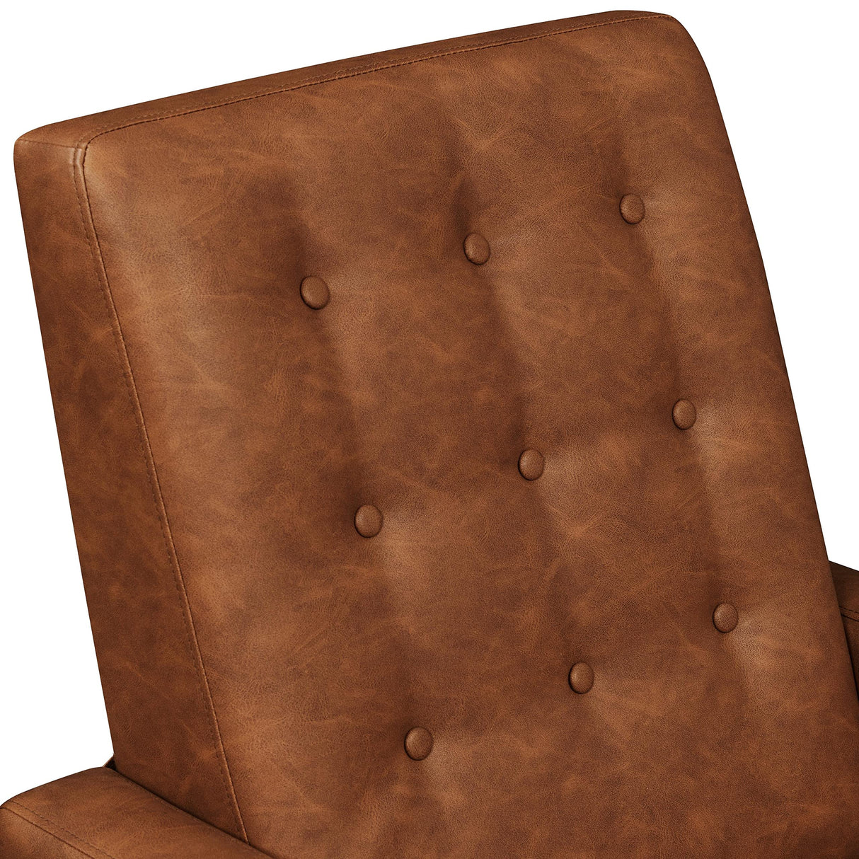 Yaheetech Faux Leather Recliner Sofa Mid-Century Modern Single Reclining Chair Adjustable Back & Footrest Tufted Upholstered Sofa with Pocket Spring Living Room Bedroom Home Theater Brown Yaheetech