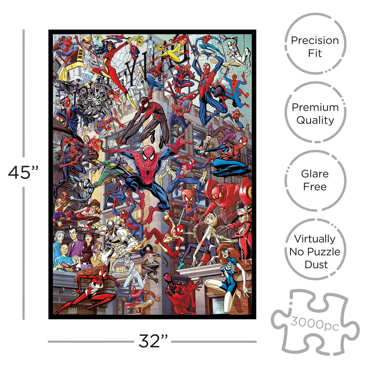 AQUARIUS Marvel Spider-Man Heroes Puzzle (3000 Piece Jigsaw Puzzle) - Officially Licensed Marvel Comics Merchandise & Collectibles - Glare Free - Precision Fit - 32x45 Inches AQUARIUS