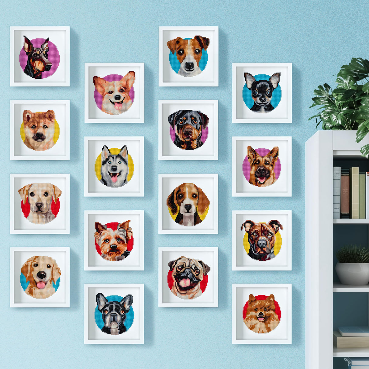 LuwoArte 16 Pack Diamond Painting Kits for Adults – Dog Breeds-Themed Diamond Art Kits – Full Drill DIY Paint Gem Art for Adults – Brilliant 5D Diamond Painting Kit–Relaxing Craft for Home Wall Décor LuwoArte
