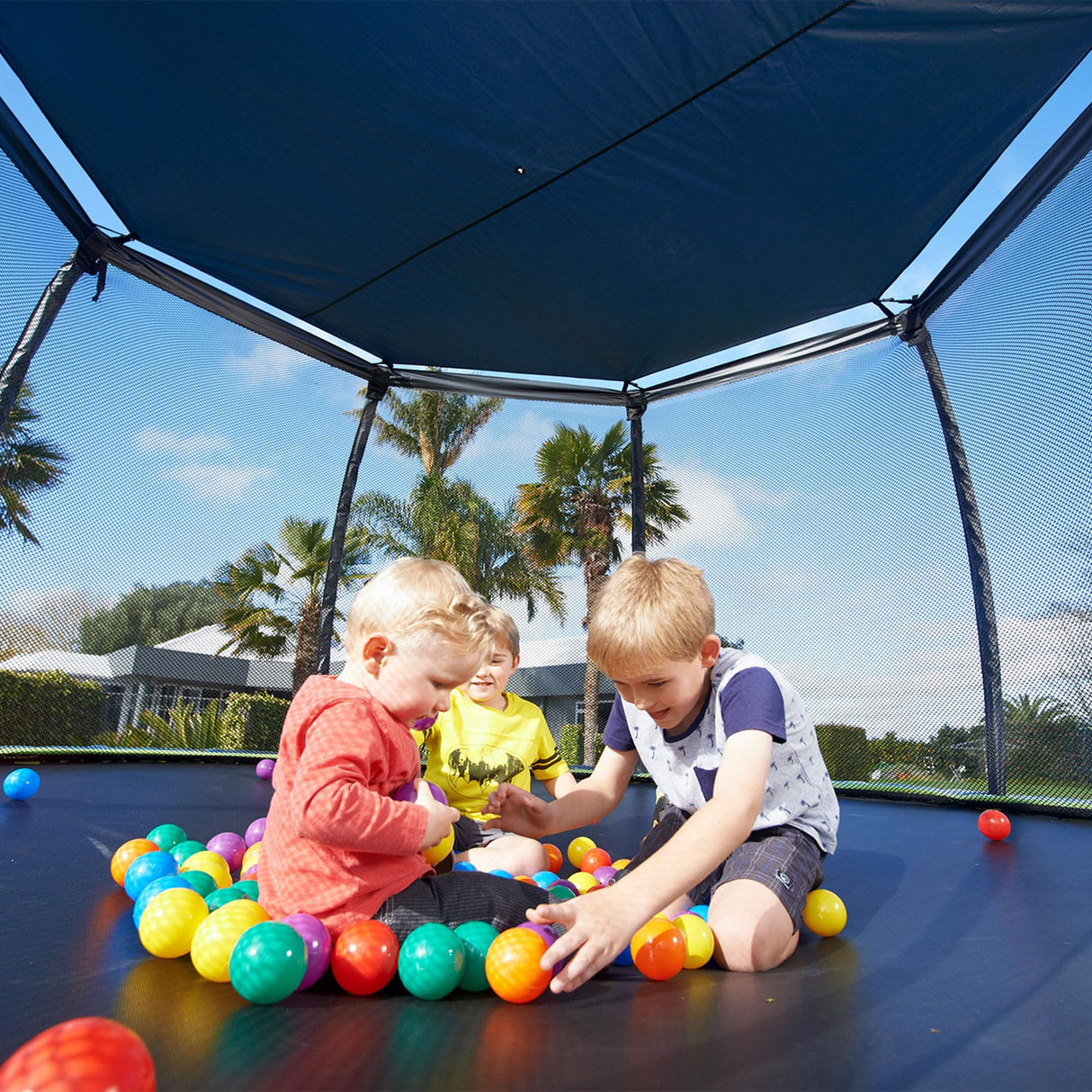 JumpFlex SMARTSHADE Soft Outdoor Trampoline Shade Canopy Cover for Sun Protection, Compatible with Hero 15' Model ONLY, Trampoline NOT Included, Black Jumpflex