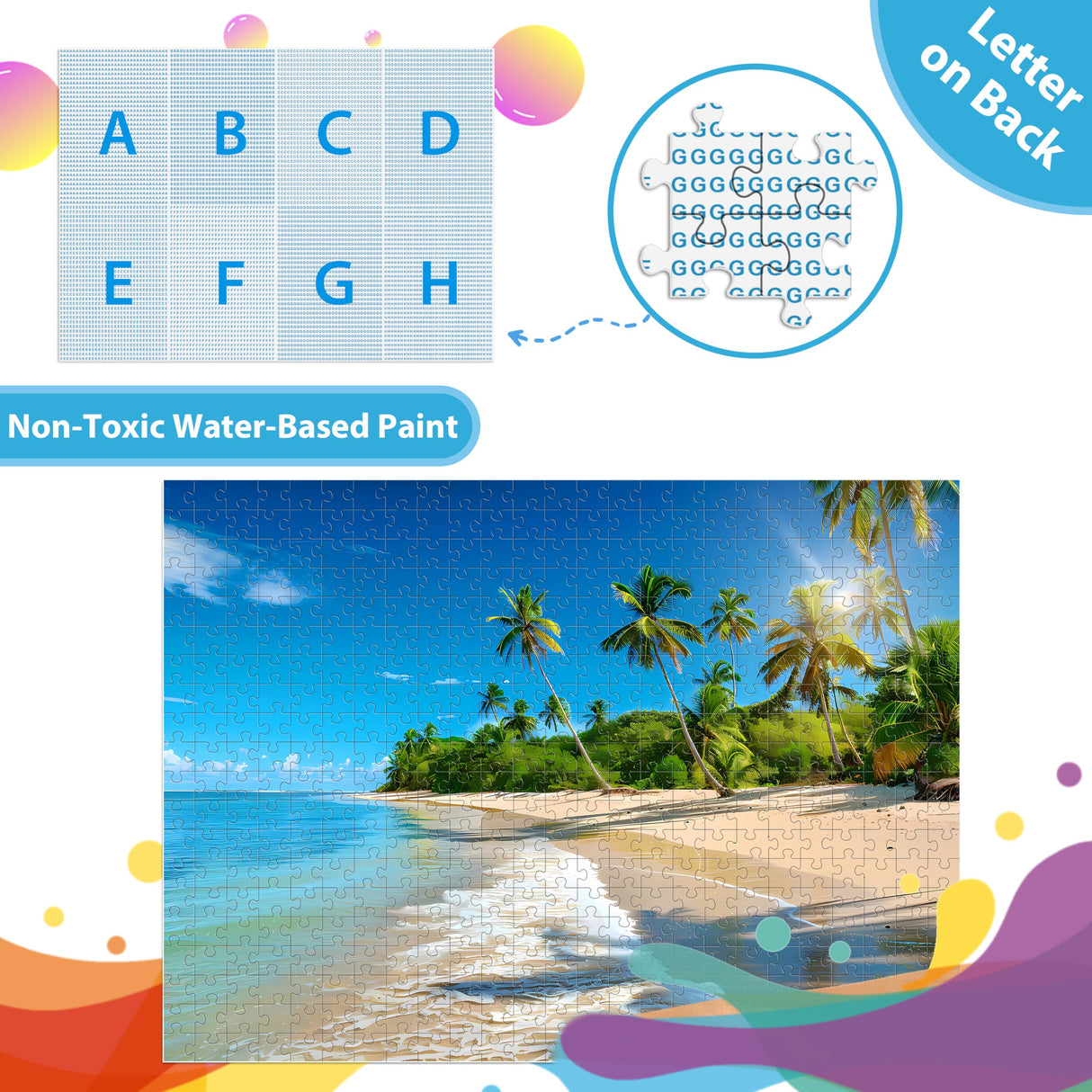Puzzles for Adults 500 Piece Puzzle Hawaiian Sunset Beach Jigsaw Puzzle, Art Home Decor DIY Funny Parent-Child Game Toy Challenging Puzzle Gift for Mom, Wife, Friend, Finished Puzzle Size is 21 x 15 Jeacirio