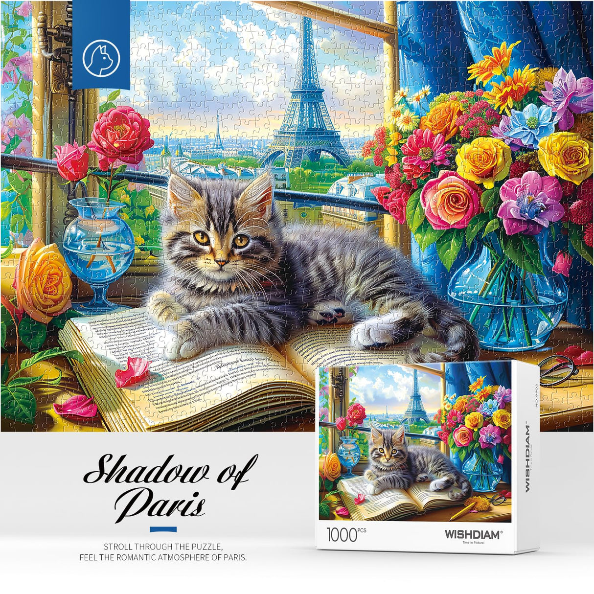 Jigsaw Puzzles 1000 Pieces - WISHDIAM Puzzles for Adults - Cats Kitten Pets Animal Lovers Impossible Hard Difficult Challenging Puzzles for Home Decor Birthday Party Gifts Toy (Shadow of Paris) WISHDIAM
