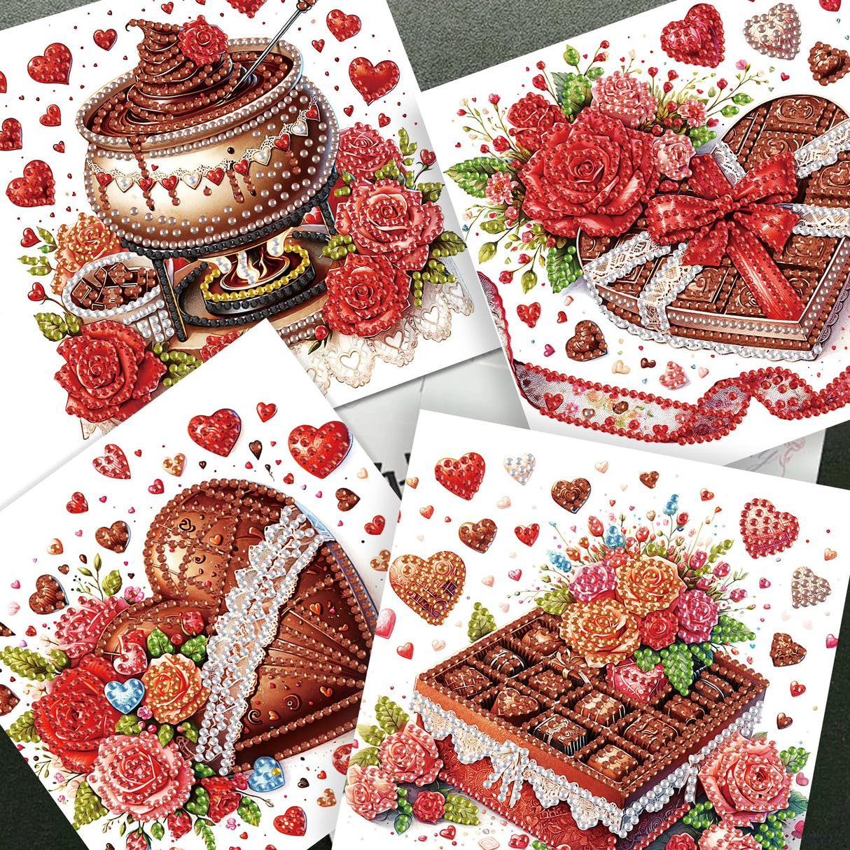 JISHSHAY 6 PCS Diamond Art Greeting Cards Dessert Diamond Painting Birthday Cards Food Gem Art Gem Painting Mosaic Kits for Adults for Thanksgiving Anniversary Valentine Graduation All-Occasion JISHSHAY