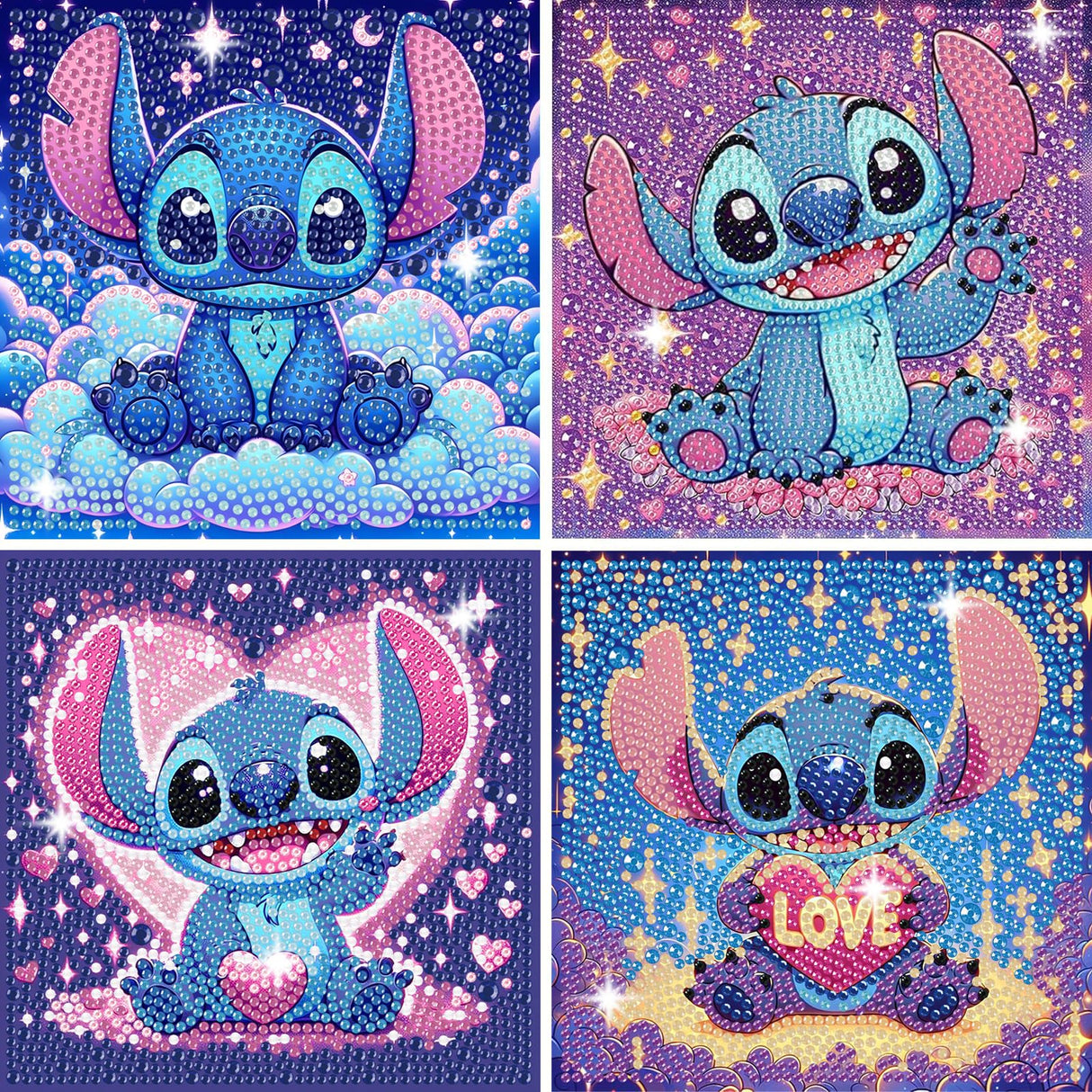 Gearock 4 Pack Diamond Art Painting Kits, Easy DIY Cute Heart Big Gem Kits for Beginners Cartoon Lovers Halloween Christmas Birthday Gifts Gearock