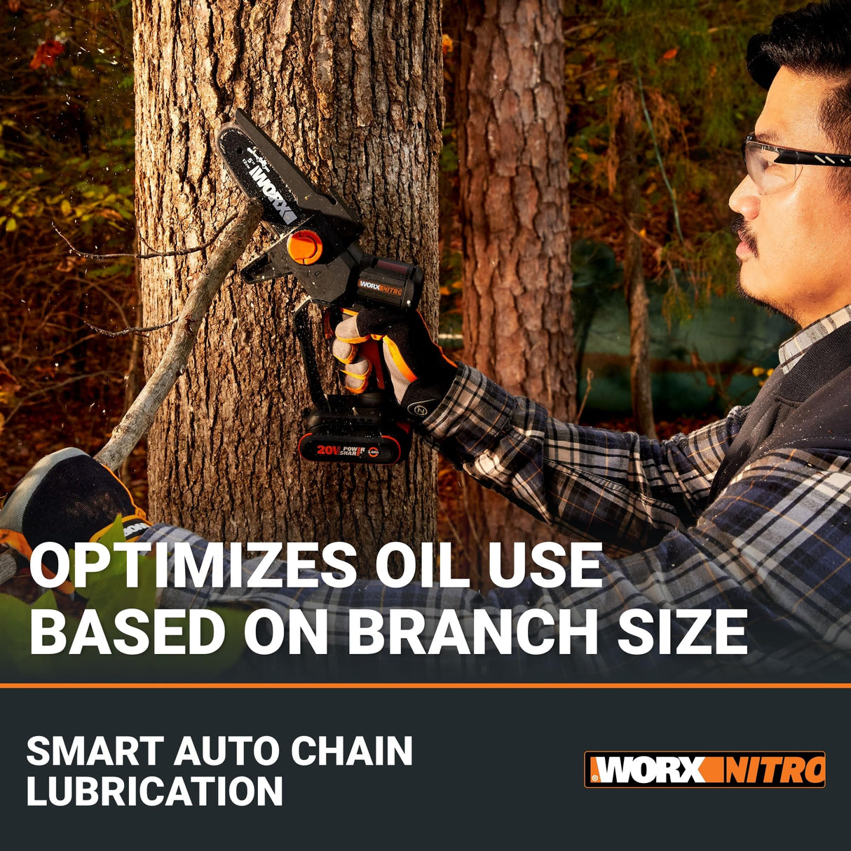 Worx Nitro 20V 5" Cordless Brushless Chainsaw 2.0 Ah Battery and Charger Included WG325 WORX