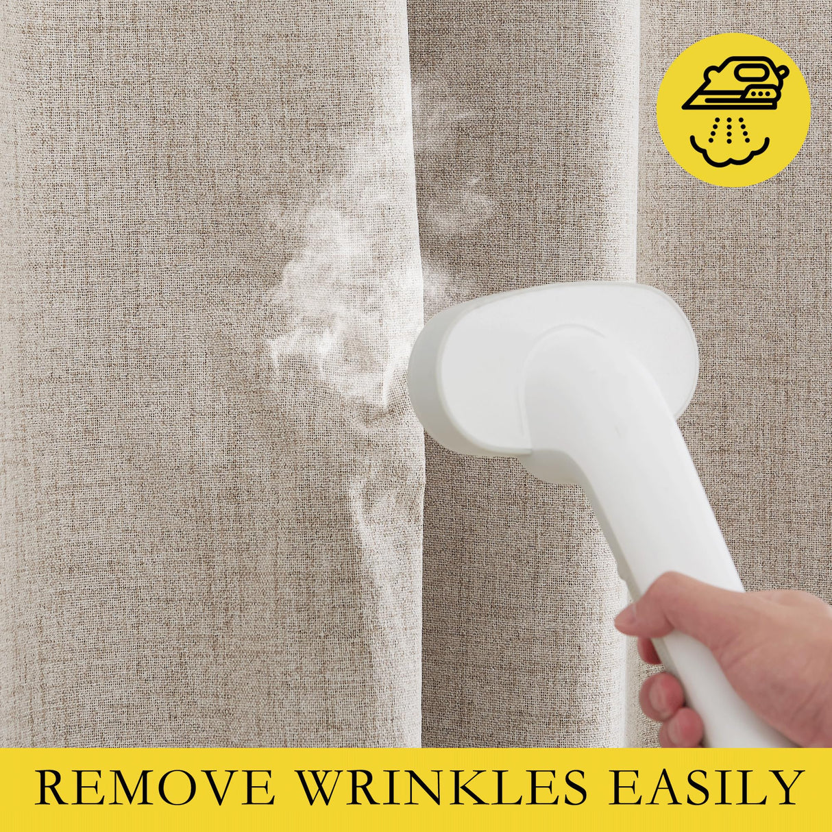 NICETOWN 100% Blackout Linen Curtains 90" Long for Bedroom, Thermal Insulated Living Room Curtains with Liner, Farmhouse Style Linen Blend Window Draperies for Dining Room (2 Panels, 52" W, Natural) NICETOWN