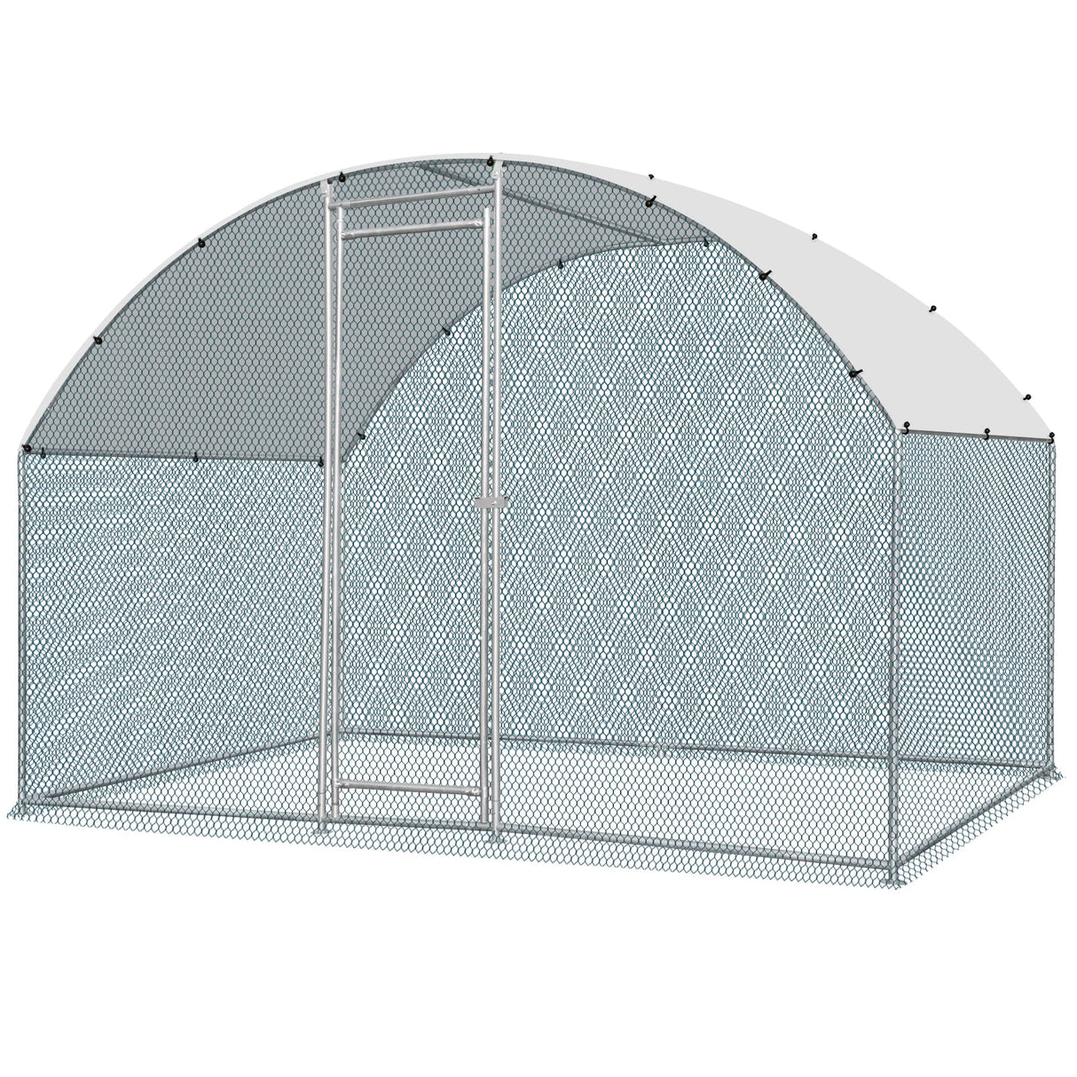 VINGLI Large Metal Chicken Coop, Spacious Chickens Poultry Cage with Waterproof & Anti-UV Cover, Duck Rabbit Walk-in Chicken Pen Outdoor (6.5 x 9.8 x 6.5 ft) VINGLI